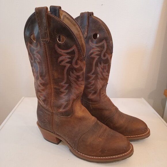 Womens Double H Brown Leather Boots Buckaroo 9.0 M DH5159 - Picture 4 of 10